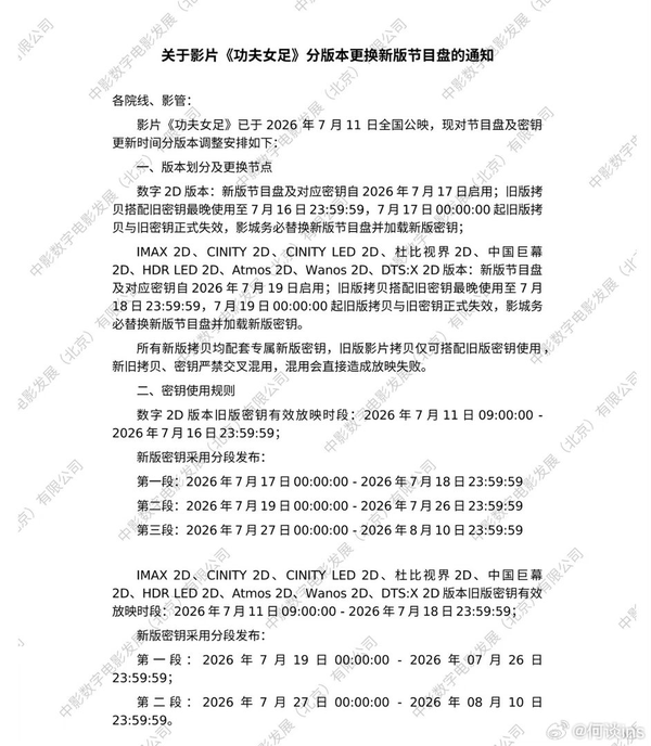 《功夫女足》将在 7 月 17 日（上映第 7 天）更换片源，为什么会出现这种情况？剧情会改动吗？
