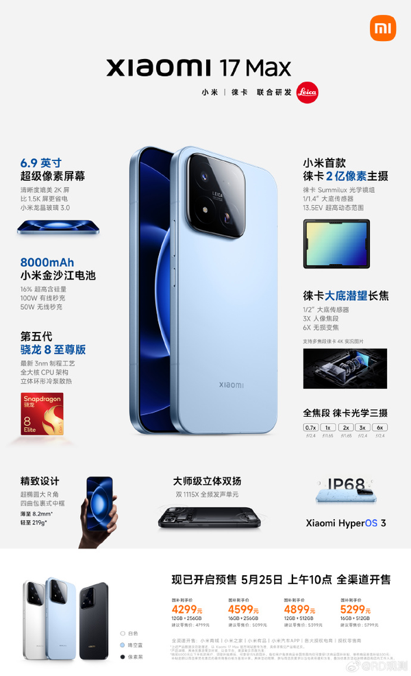 小米 17Max 手机正式发布，起售价 4799 元，有哪些亮点？你认为值得购买吗？